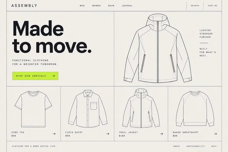 Technical line drawing of apparel concept — Script & Theory concept illustration