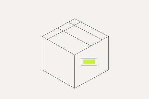 Technical line drawing of shipping box concept — Script & Theory concept illustration