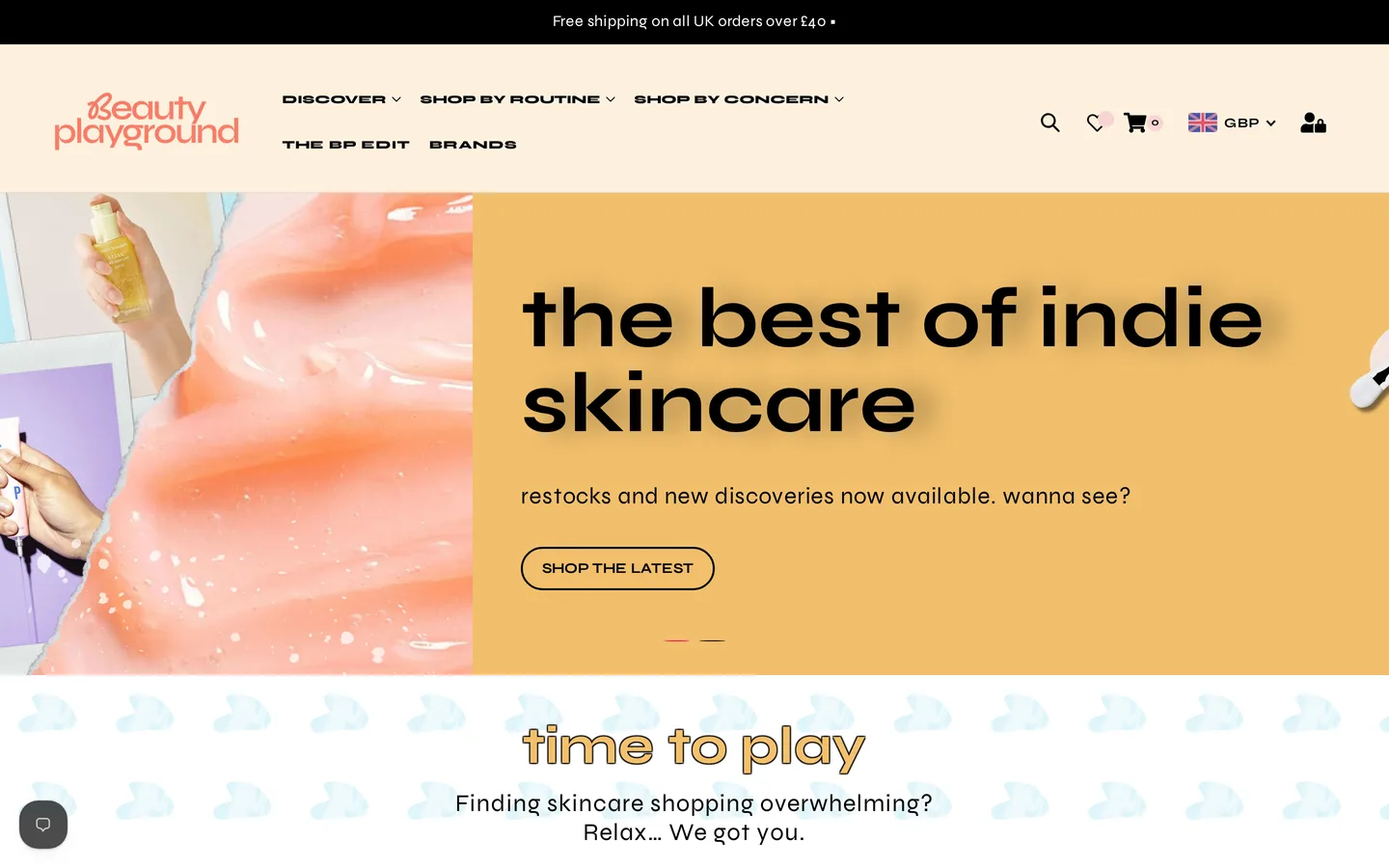 Beauty Playground UK — actual live website homepage