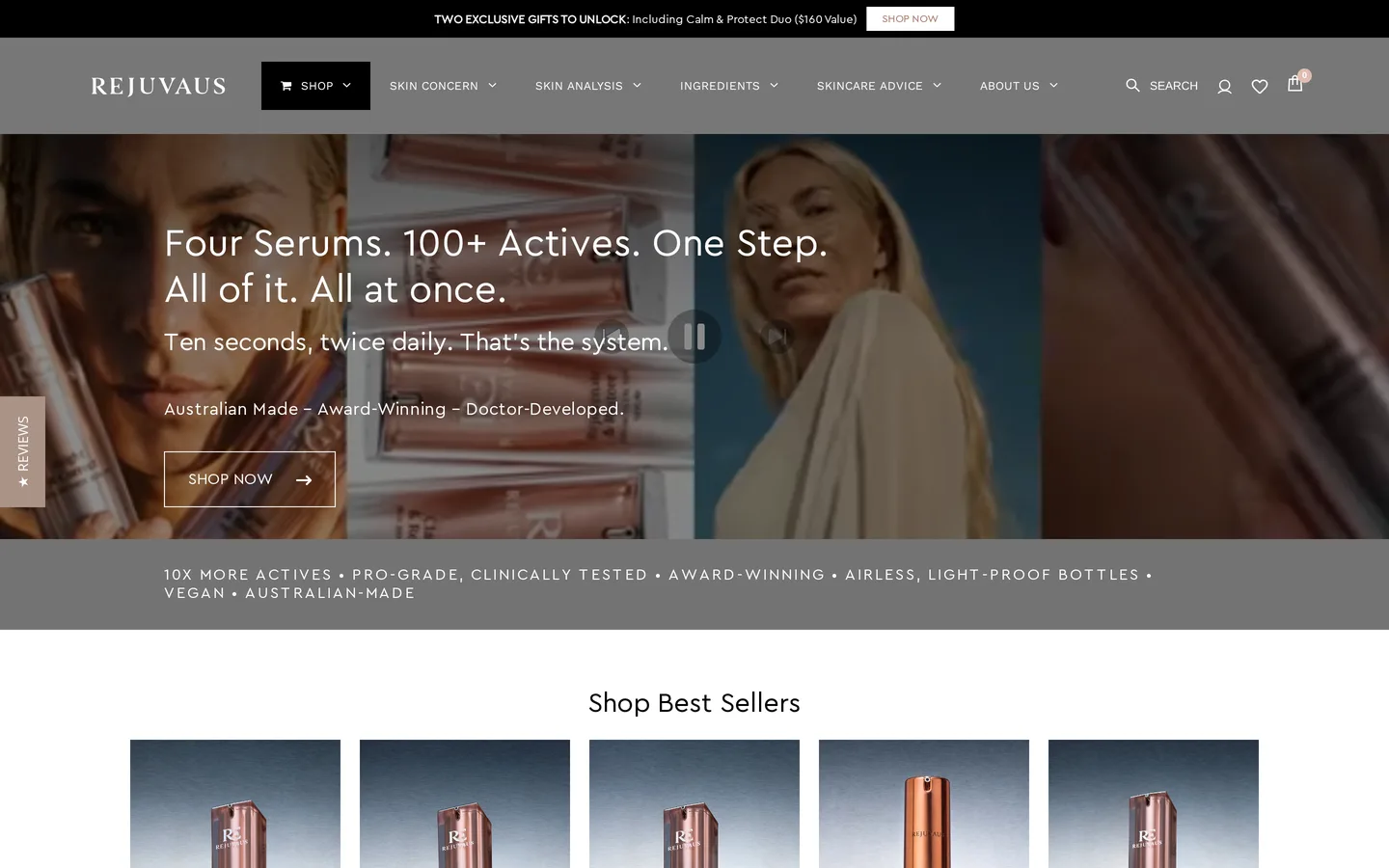 Rejuvaus — actual live website homepage